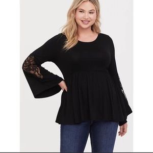 Torrid babydoll top with bell sleeves